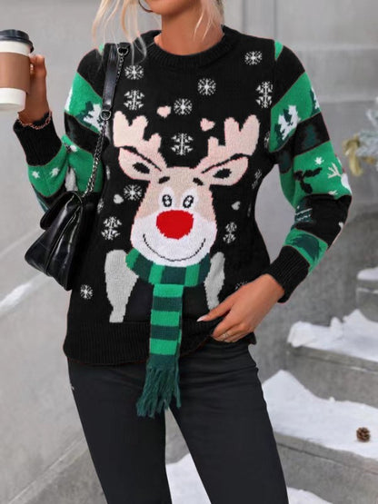 A printed sweater with long sleeves
