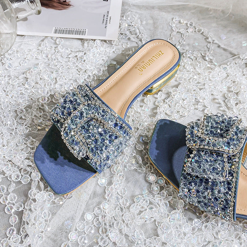 A summer rhinestone slippers women's summer