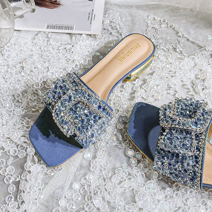 A summer rhinestone slippers women's summer