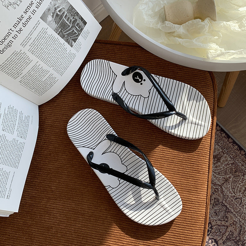 A flip-flops female summer casual wear simple fruit cartoon light and comfortable soft bottom toe pinch foot beach cool slippers