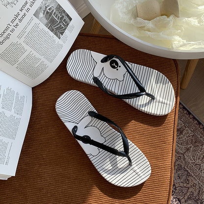 A flip-flops female summer casual wear simple fruit cartoon light and comfortable soft bottom toe pinch foot beach cool slippers