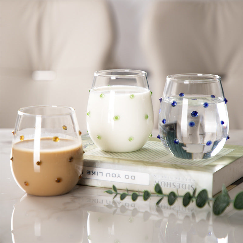 A glass drinking cup