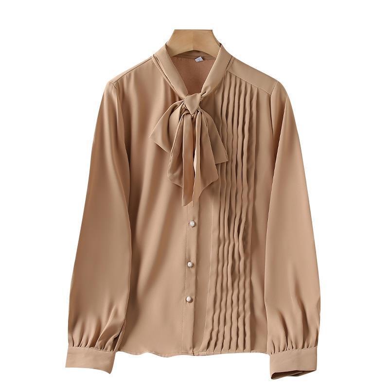 A Korean version of lace-up chiffon new French commuter shirt women - Mixbatch