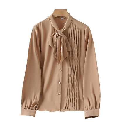 A Korean version of lace-up chiffon new French commuter shirt women - Mixbatch