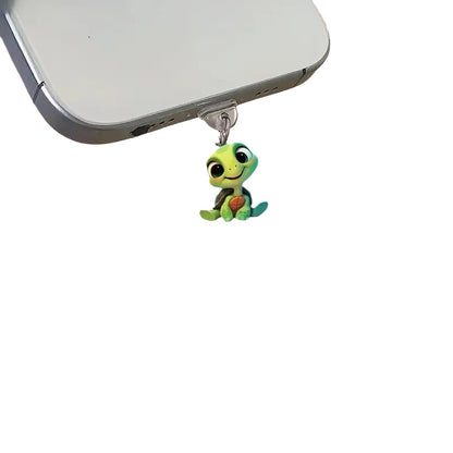 A cartoon cute green turtle acrylic mobile phone dust plug for Apple Lightning interface and Type-c