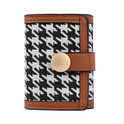 A Korean version of simple and fashionable small wallet female long thousand bird grid buckle multi-card wallet versatile Japanese and Korean clutch bag female