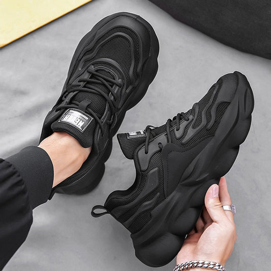 A new versatile men's shoes spring casual running sports shoes breathable men's lightweight thick-soled heightening trendy dad shoes - Mixbatch