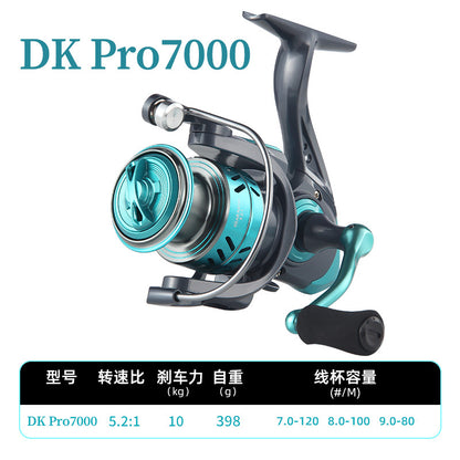 بكرة صيد معدنية سوداء بالكامل، بكرة صيد صغيرة، بكرة صيد لقصبة الصيد البحرية، بكرة صيد كبيرة DK (سمكة وزنها 16 كجم)