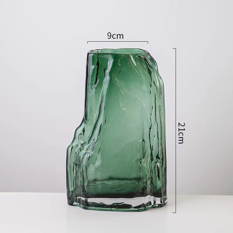 A European creative handmade glass vase, living room Internet celebrity ornament, water raising vase, dried flowers, household rockery vase