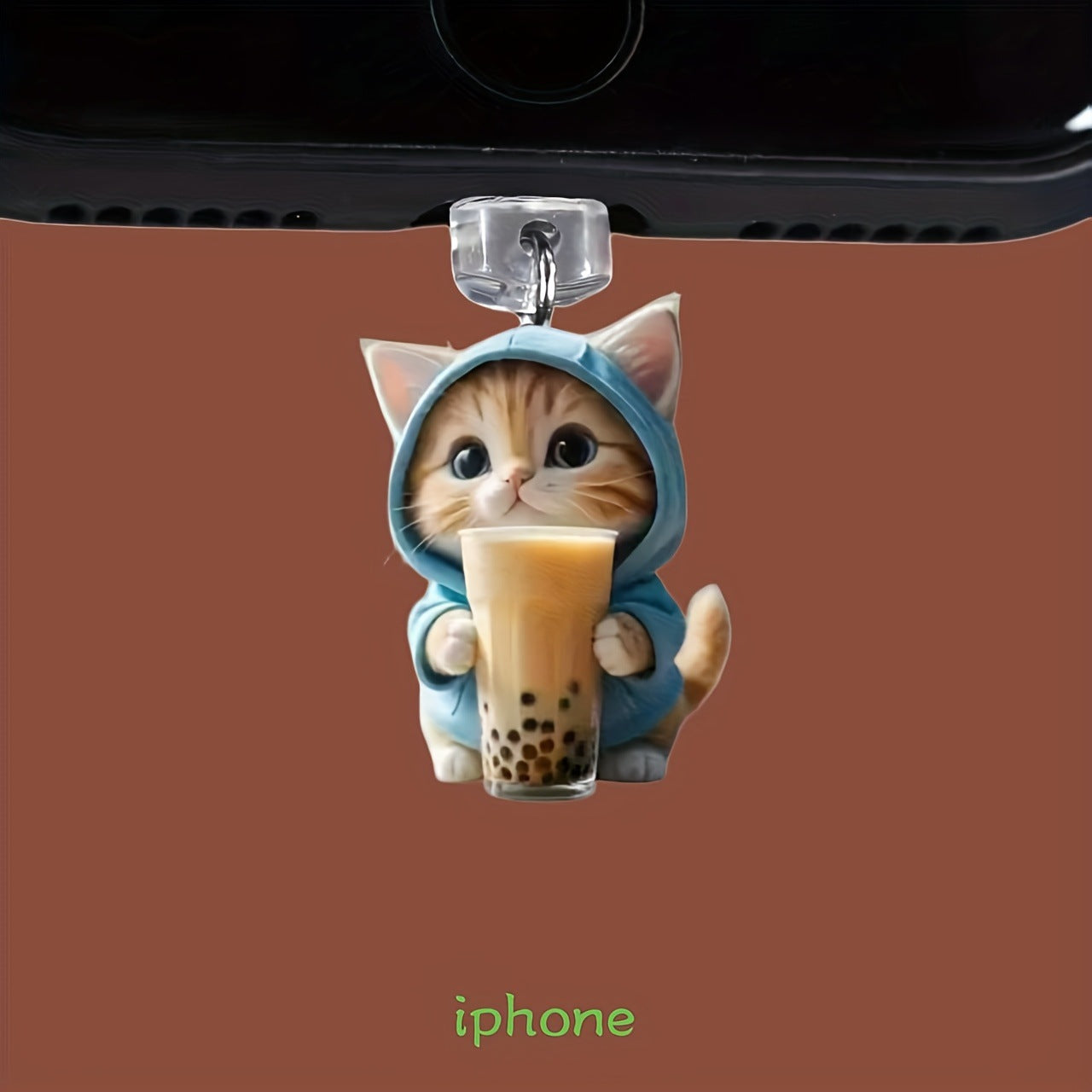 A Cross-border explosion Acrylic mobile phone dust plug Love milk tea dog and cat pendant Pendant Type-C oval interface
