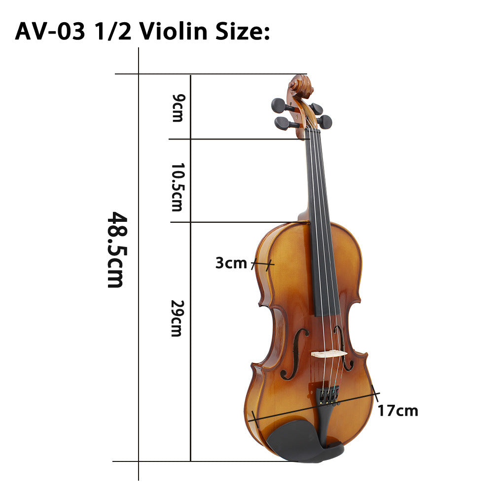 A Natural Bright Violin AV-03 Tiger Maple Backplane Solid Wood Violin Beginner Practice Violin