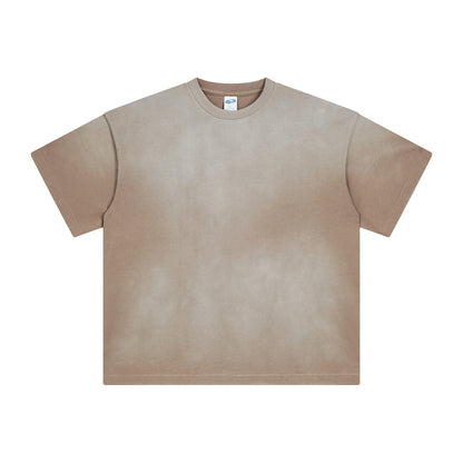 A spray-dyed men's short-sleeved T-shirt