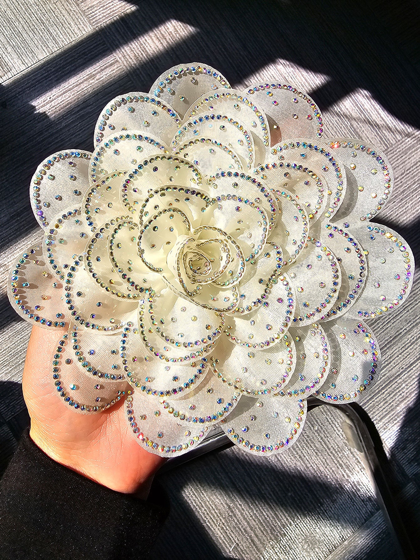 A new 14cm flower rhinestone patch creative clothing brooch decorative flower set with diamond flower clothing accessories - Mixbatch