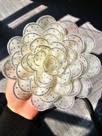 A new 14cm flower rhinestone patch creative clothing brooch decorative flower set with diamond flower clothing accessories - Mixbatch