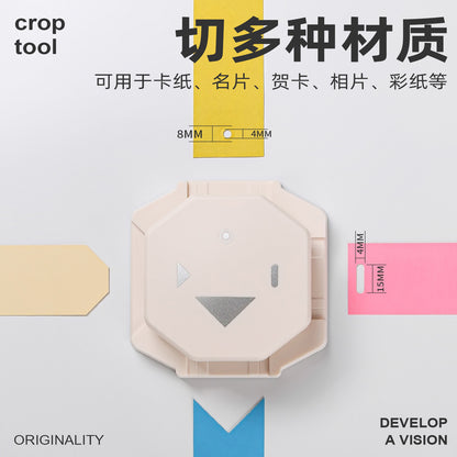 A 4-in-1 hole punch, embossing device, fillet embossing machine, binding label, hang tag DIY manual oval hole