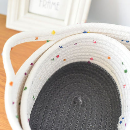 A cotton woven storage basket