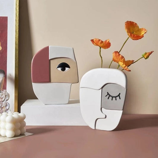 مزهرية وجه تجريدي لتزيين المنزل، الحد الأدنى للطلب: 50 قطعة