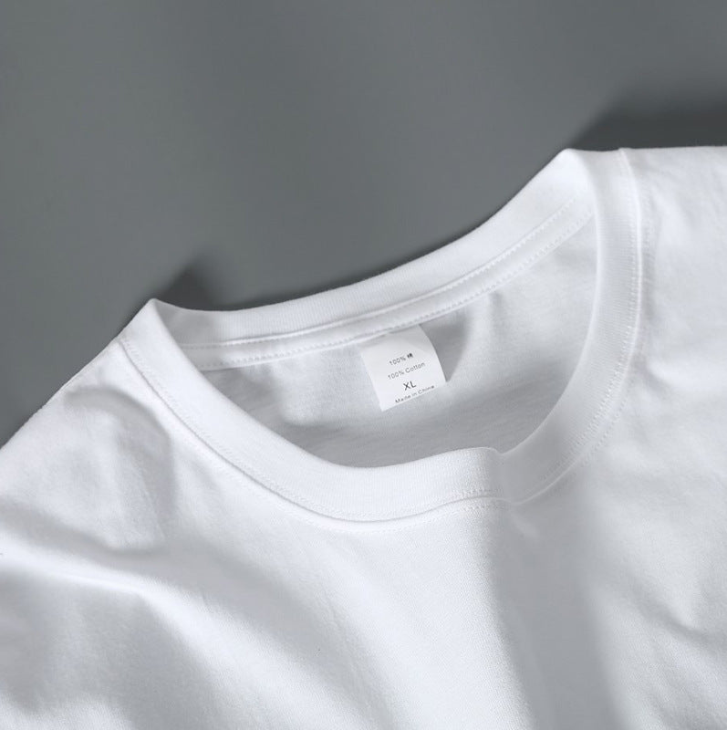 A wholesale polyester white simple youth loose short-sleeved T-shirt thermal transfer sublimation blank printing sleeve T-shirt - Mixbatch