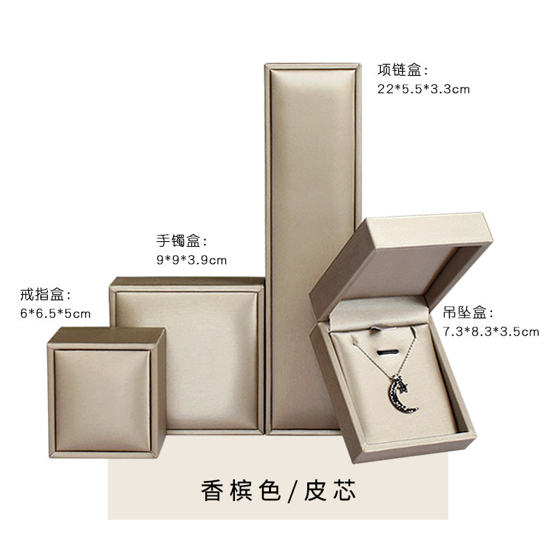 A brushed PU leather bronzing LOGO jewelry box
