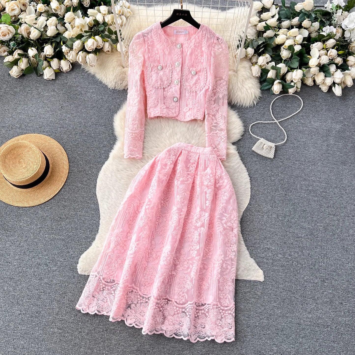 A lace top skirt women's two-piece suit