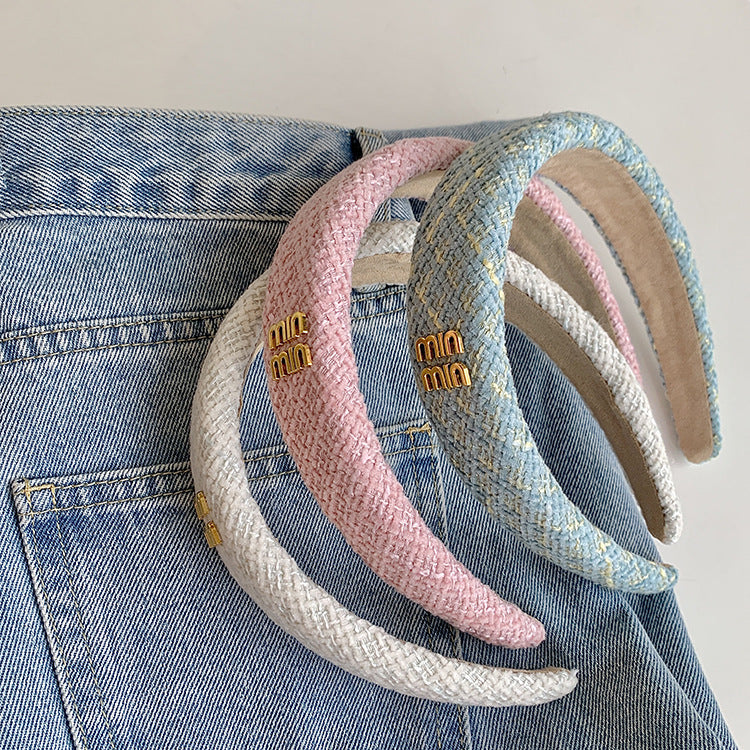 A French small fragrant style high skull top headband women's autumn and winter high-end headdress wide edge headband