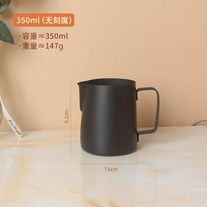 A 304 stainless steel pointed mouth latte cup with graduated coffee latte tank milk foam cup 350/600/900ml