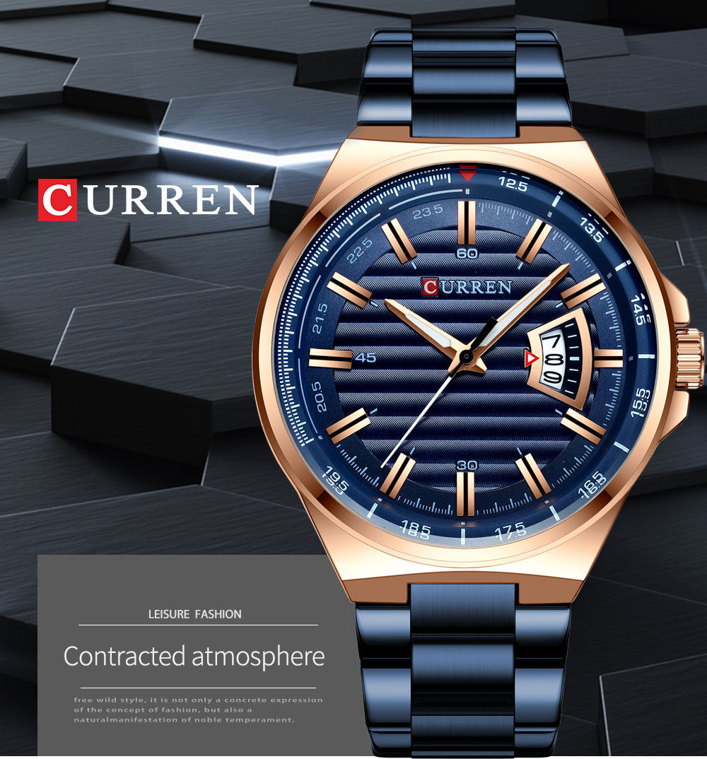 A  8375 Men's Business Quartz Watch, Calendar Foreign Trade Large Dial Men's Watch Waterproof Watch
