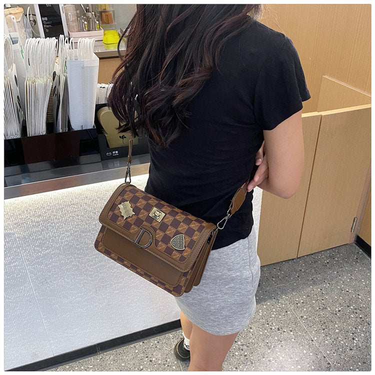 A printed handbag