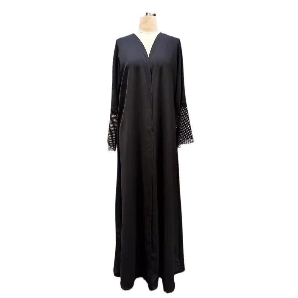 New Middle Eastern Muslim Dubai Clothing Fashion Elegant Cardigan Hot Diamond Dress Robe - Mixbatch
