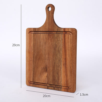 A Acacia wood pizza tray with handle solid wood cheese bread tray household steak plate, creative wooden small cutting board