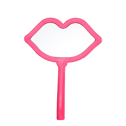 A new lip handheld makeup mirror can be printed LOGO handle mirror high definition portable makeup mirror DIY mini mirror - Mixbatch