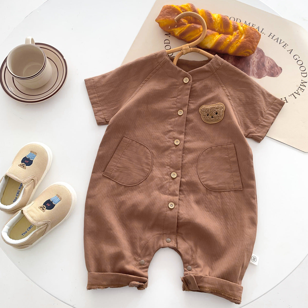 A children's clothing spot baby one-piece ins Korean version of the newborn boy baby cotton bag fart one-piece clothes out of summer - Mixbatch