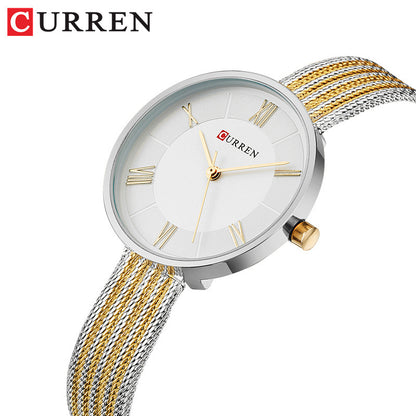 A 9020 Ladies Waterproof Quartz Watch Small Dial Fine Mesh Strap Watch Fashion Watch