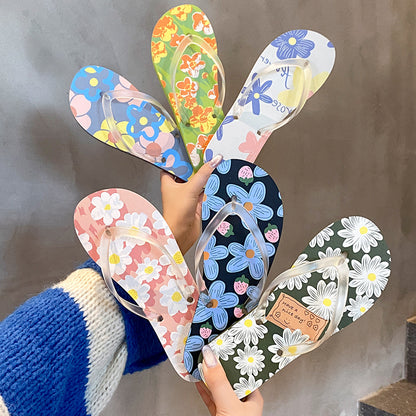 A non-slip ns tide i fashion beach pinch flip-flops women's slippers couple splint sandals summer wear new flower shoes