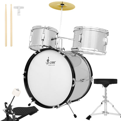 طقم طبول للأطفال، مناسب للتدريب والاختبار للمبتدئين، يتضمن طبل جاز، 3 طبول وصنج واحد، آلة إيقاعية، هدية تعليمية مبكرة. 