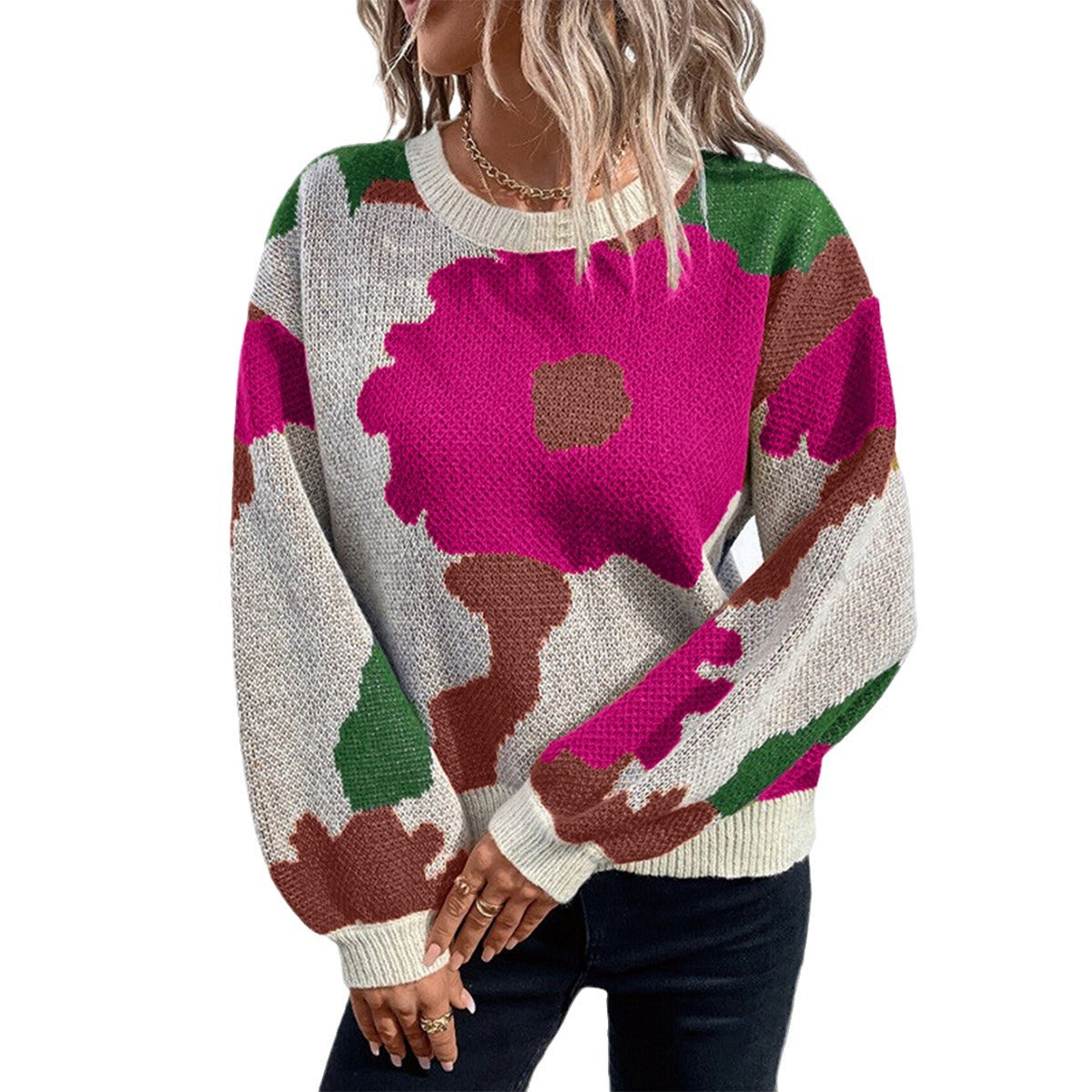 A Women's Long Sleeve Knitted Sweater