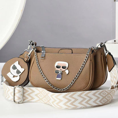 A ins lightweight personalized small bag women's messenger exquisite high-end shoulder bag new creative change bag three-piece set - Mixbatch
