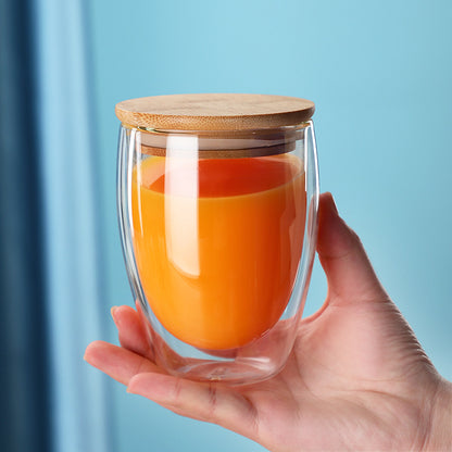 A Egg-shaped double-layer simple glass high borosilicate tea cup transparent milk beverage cup heat-resistant coffee cup wholesale