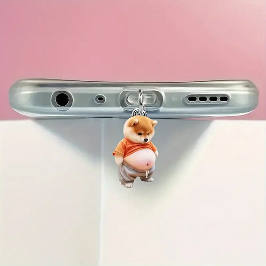 A Acrylic cute dog pendant is suitable for Apple mobile phone Lightning interface and Type-c oval interface.
