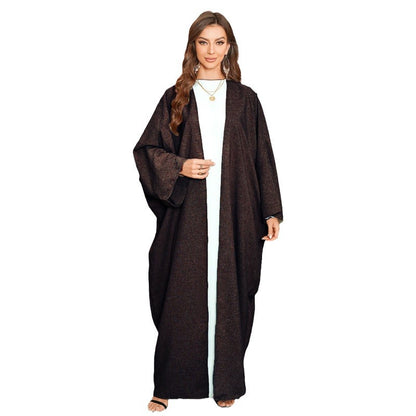 New women's clothing fashionable and elegant cardigan imitation hemp dress robe - Mixbatch