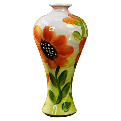 A Jingdezhen handmade oil painting vase dried flower home decoration TV cabinet ornament wine cabinet TV cabinet ceramic flower device