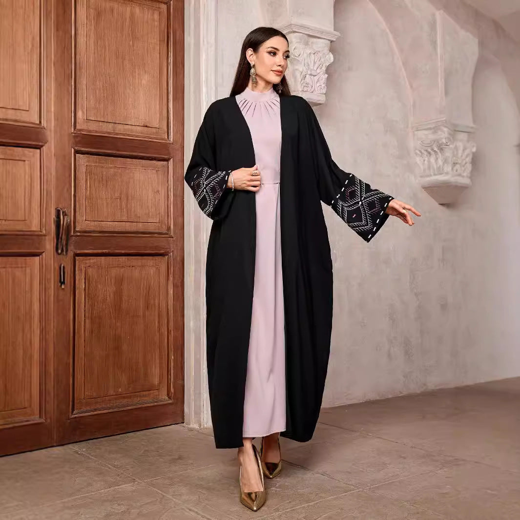 Cardigan Middle Eastern Muslim Robe Elegant Women's Wear Heavy Industry Embroidery Elegant Bat Sleeve - Mixbatch