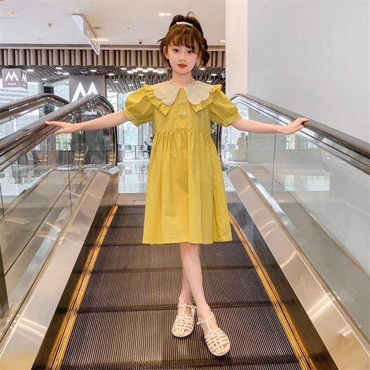 A girls dress summer new foreign style children's summer princess dress girls older children doll collar skirt
