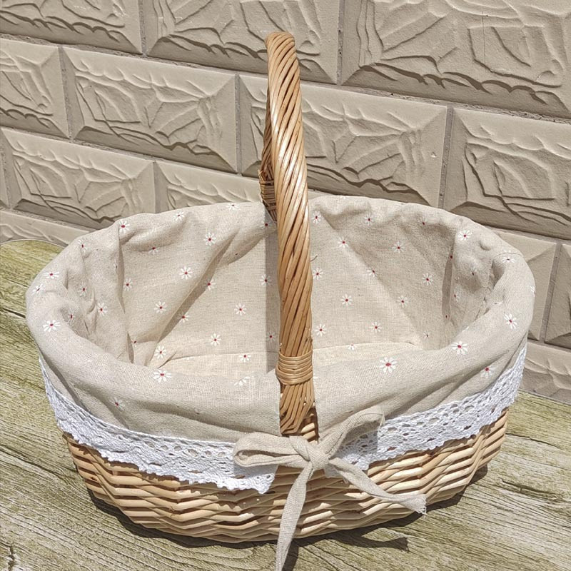 A Portable rattan storage basket Outdoor willow picnic basket Sundries storage ins Wind gift basket Rattan woven basket