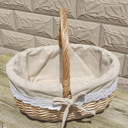 A Portable rattan storage basket Outdoor willow picnic basket Sundries storage ins Wind gift basket Rattan woven basket