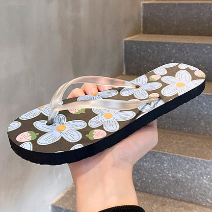 A non-slip ns tide i fashion beach pinch flip-flops women's slippers couple splint sandals summer wear new flower shoes