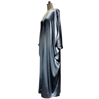 New Middle East Muslim Dubai Clothing Fashion Elegant Cardigan Snowflake Satin Dress Robe - Mixbatch