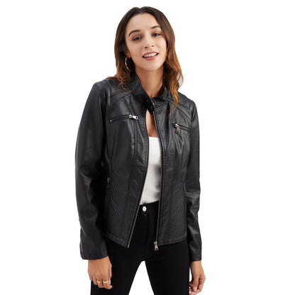 A women's leather jacket