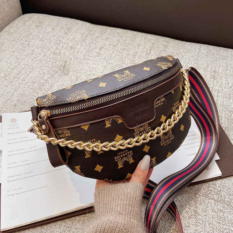 A new fashion printed simple retro breast bag shoulder bag Korean version messenger women's bag - Mixbatch
