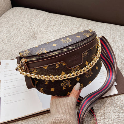 A new fashion printed simple retro breast bag shoulder bag Korean version messenger women's bag - Mixbatch